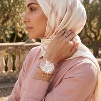 Michael Kors Everest MK7213 Rose Gold Tone Baguette Crystal Bezel Women's Watch
