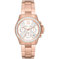 Michael Kors Everest MK7213 Rose Gold Tone Baguette Crystal Bezel Women's Watch