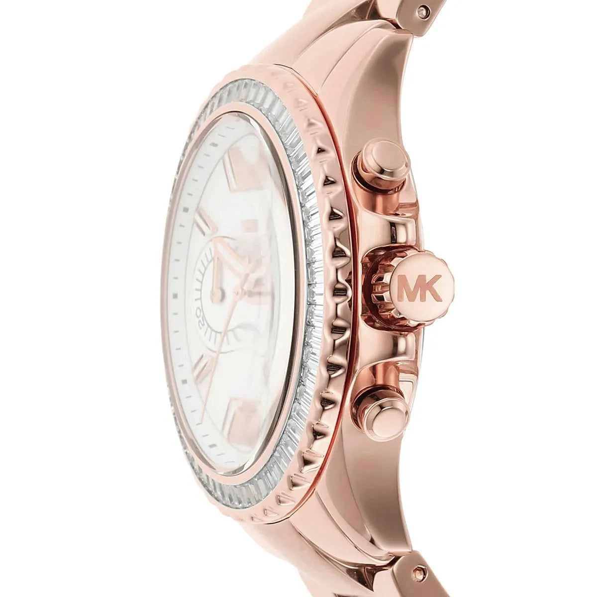 Michael Kors Everest MK7213 Rose Gold Tone Baguette Crystal Bezel Women's Watch