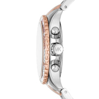 Michael Kors Everest MK7214 Two-Tone Silver & Rose Gold Baguette Crystal Women's Watch