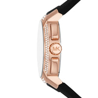 Michael Kors Sidney MK7245 Rose Gold-Tone Crystal Black Dial Rubber Women's Watch