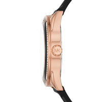 Michael Kors Jessa MK7266 Rose Gold Tone Black Dial Black Rubber Women's Watch