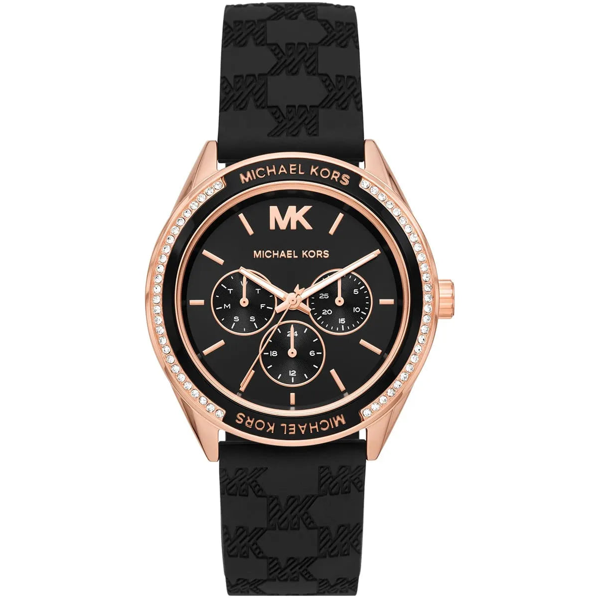 Michael Kors Jessa MK7266 Rose Gold Tone Black Dial Black Rubber Women's Watch