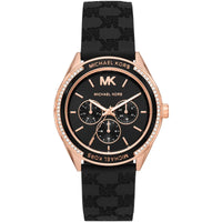 Michael Kors Jessa MK7266 Rose Gold Tone Black Dial Black Rubber Women's Watch