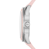 Michael Kors Jessa MK7268 Silver-Tone White Dial Pink Logo Rubber Women's Watch