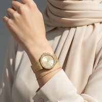 Michael Kors Lennox MK7335 Gold-Tone Watch with Mesh Bracelet and Crystal Bezel