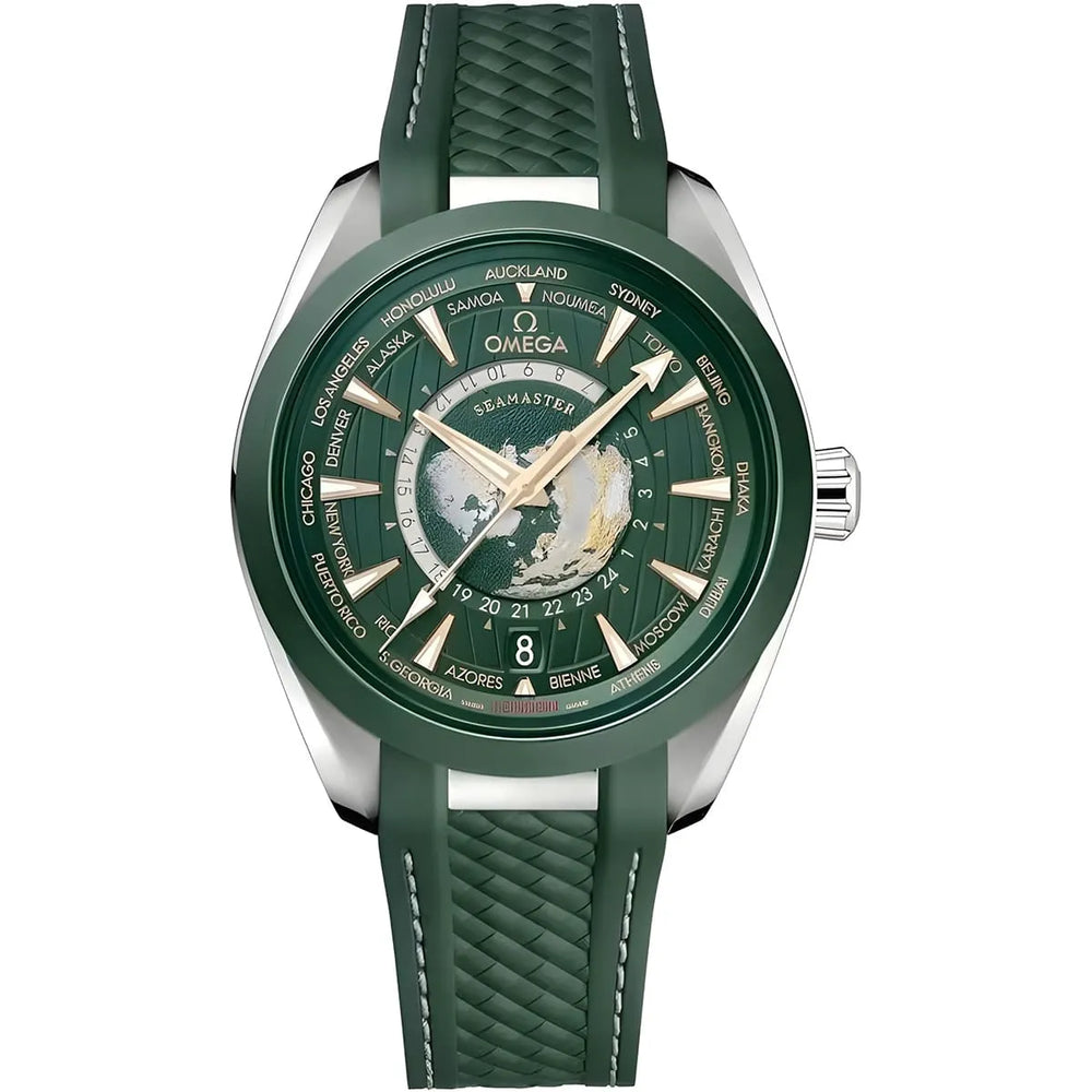 Omega Seamaster Aqua Terra 150M Co-Axial Master Chronometer Gmt Worldtimer 43mm Summer Green