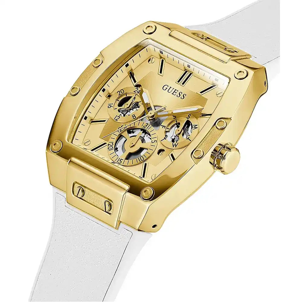 Guess Phoenix GW0202G6 Gold-Tone & White Rubber Men's Watch