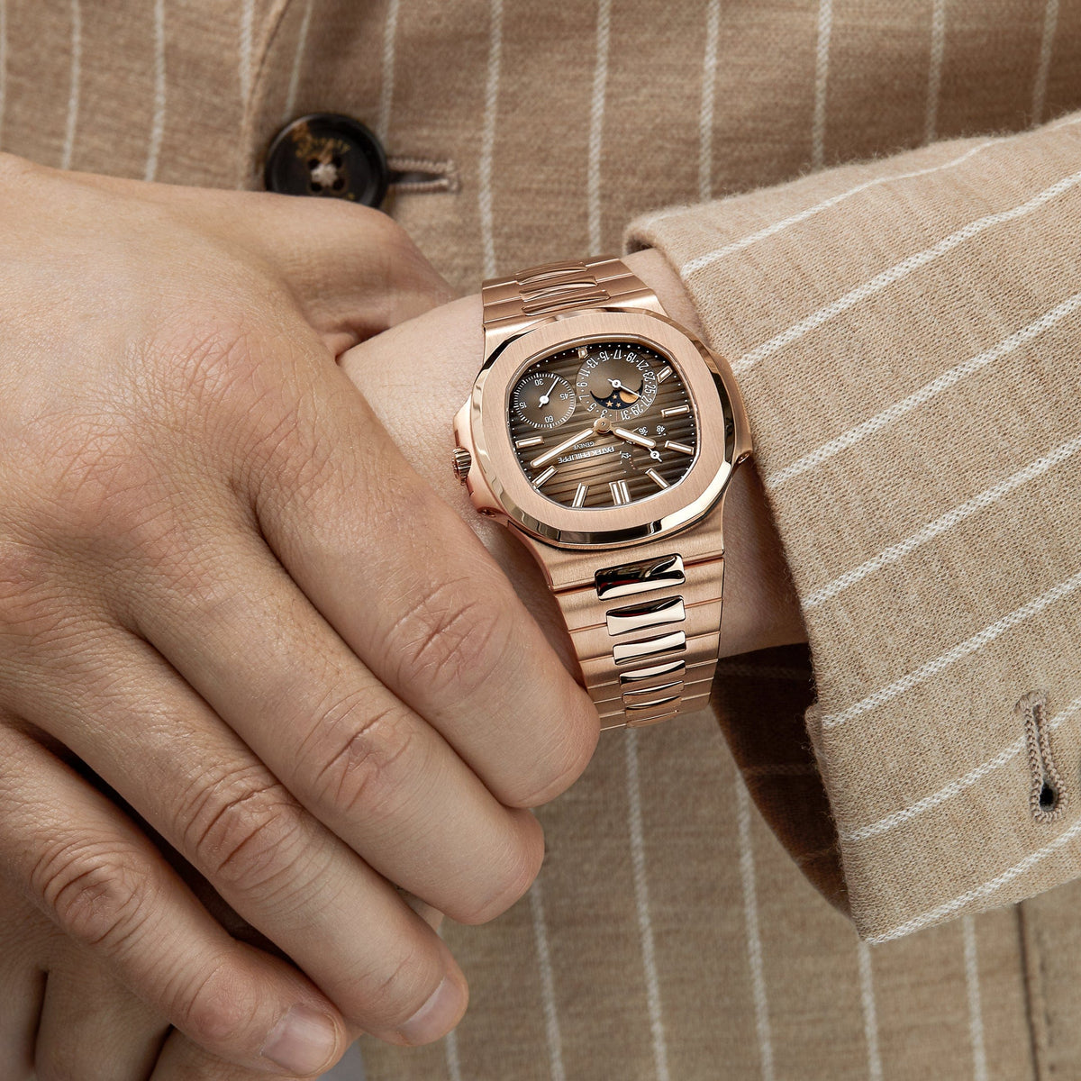 Patek Philippe Nautilus Moonphase Rose Gold Brown Dial 40mm  - Mirror Original