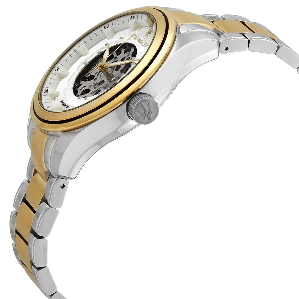 Maserati Traguardo R8823112003 Two-Tone Gold White Open Heart Automatic Men's Watch