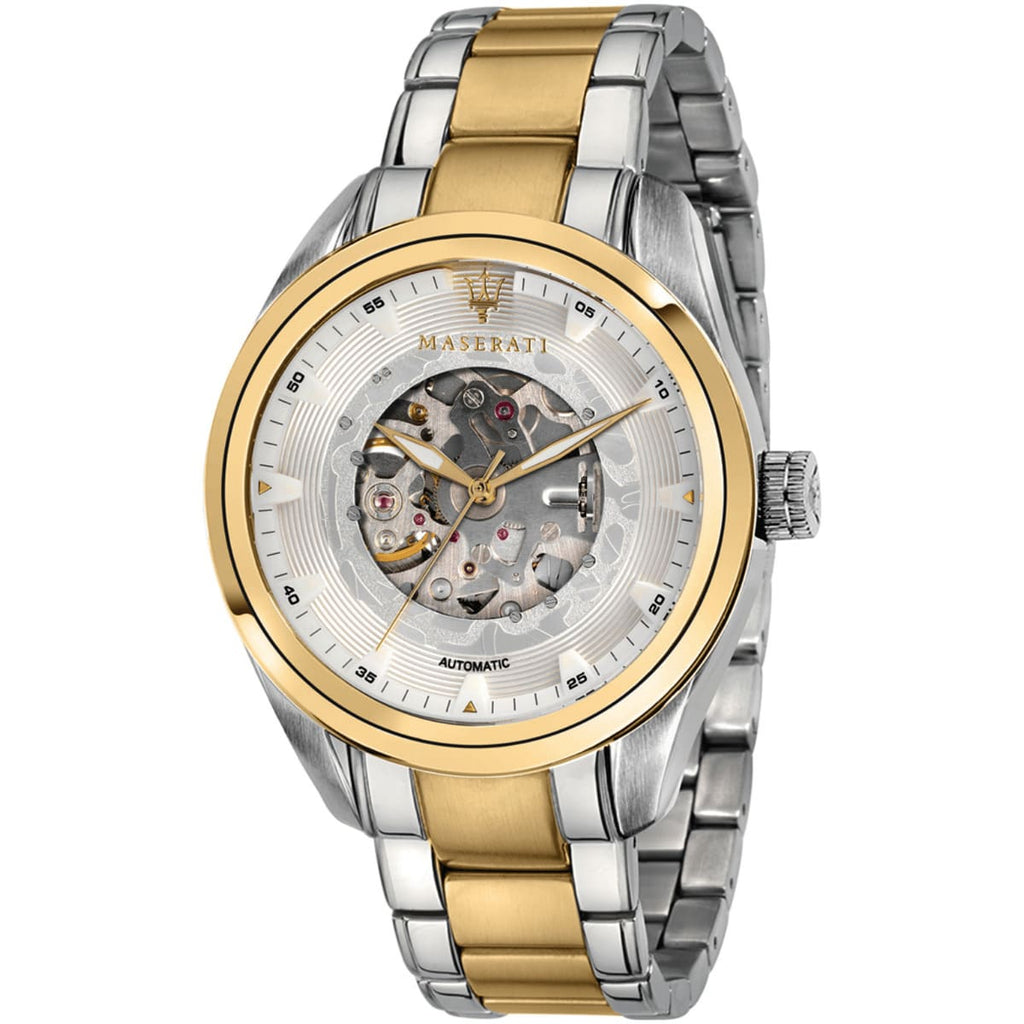 Maserati Traguardo R8823112003 Two-Tone Gold White Open Heart Automatic Men's Watch