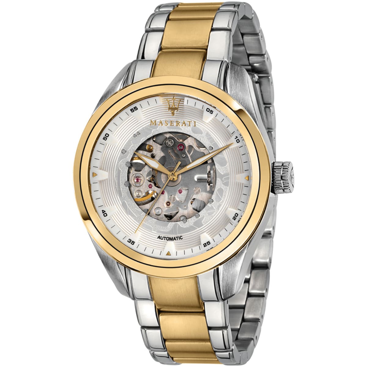 Maserati Traguardo R8823112003 Two-Tone Gold White Open Heart Automatic Men's Watch