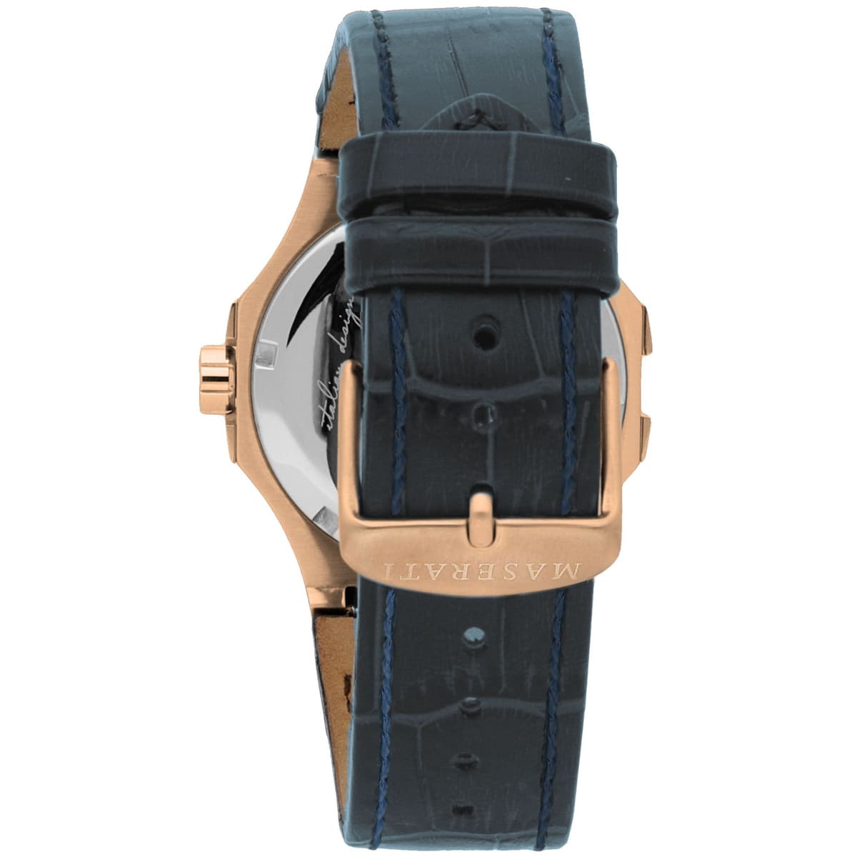 Maserati Potenza 4800Rose Gold Blue Dial Leather Men's Watch