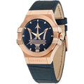 Maserati Potenza 4800Rose Gold Blue Dial Leather Men's Watch