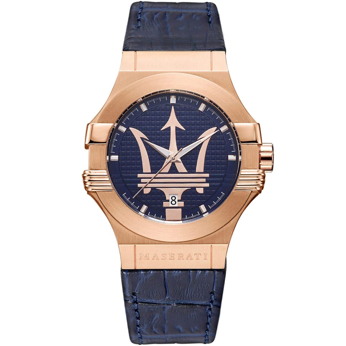 Maserati Potenza 4800Rose Gold Blue Dial Leather Men's Watch