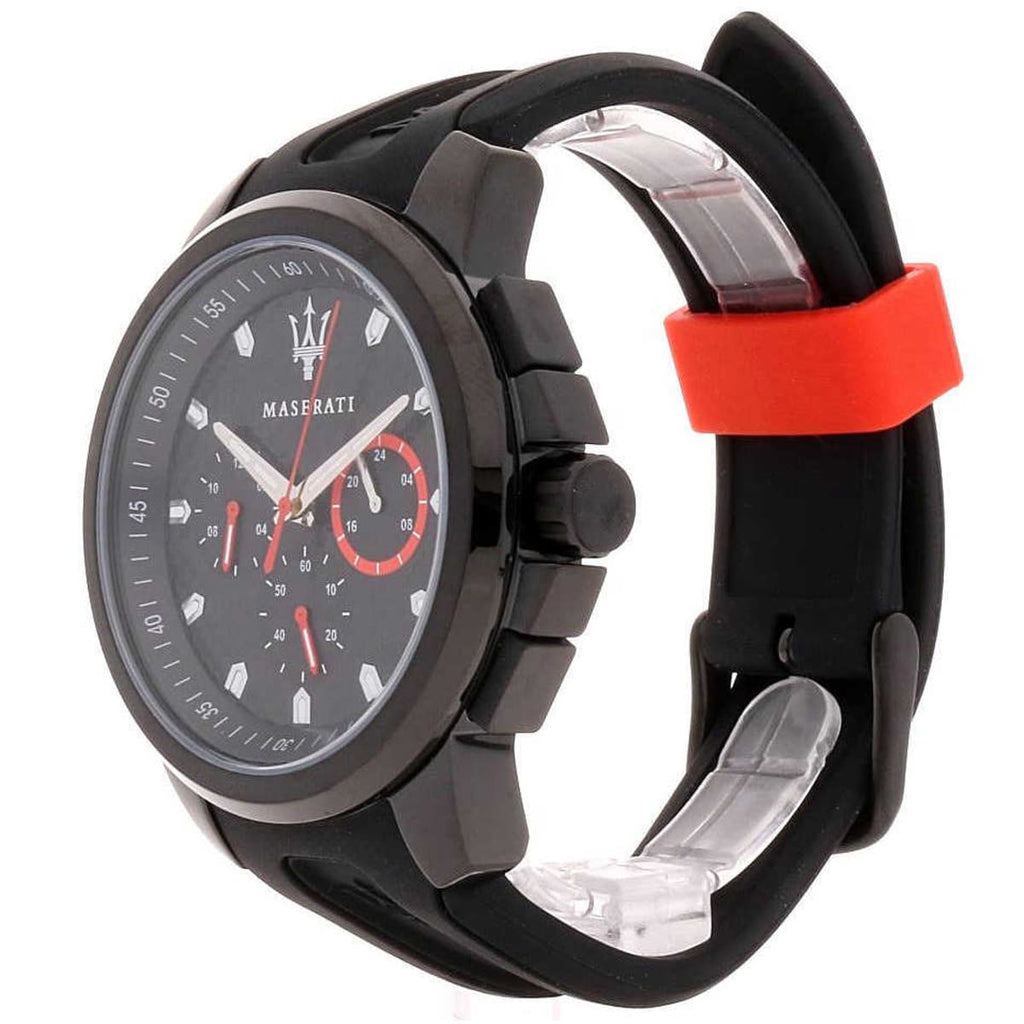 Maserati Sfida R8851123007 All Black Carbon Fiber Dial Rubber Men's Watch