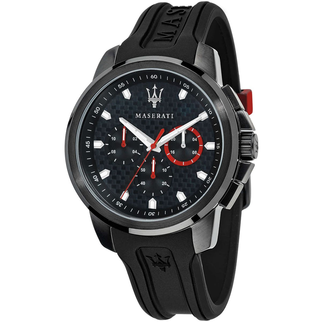 Maserati Sfida R8851123007 All Black Carbon Fiber Dial Rubber Men's Watch