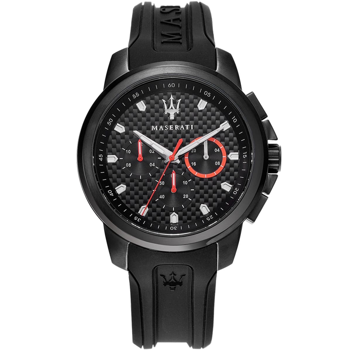 Maserati Sfida R8851123007 All Black Carbon Fiber Dial Rubber Men's Watch