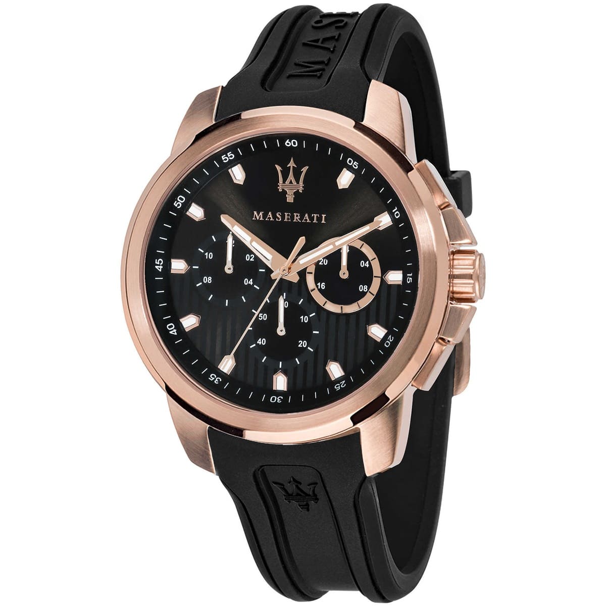 Maserati Sfida R8851123008 Rose Gold Black Dial Rubber Men's Watch