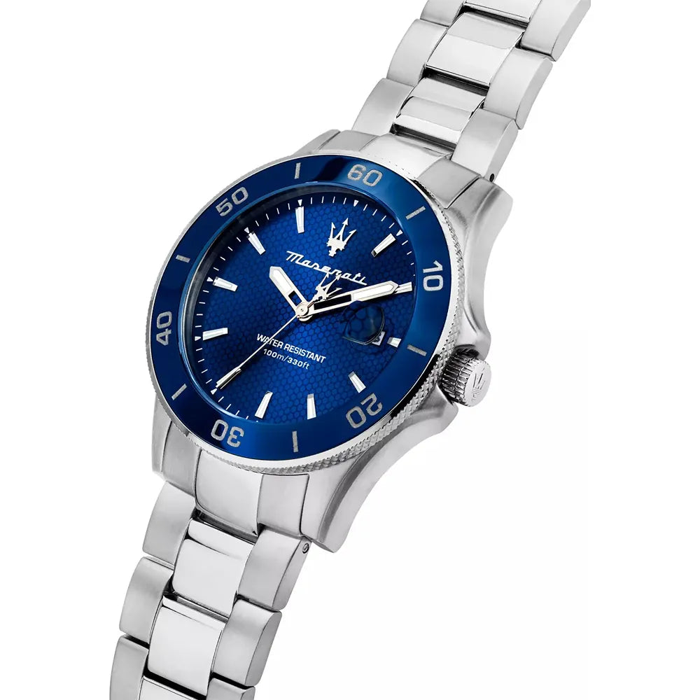 Maserati Competizione R8853100036 Silver Blue Dial Diver Style Men's Watch