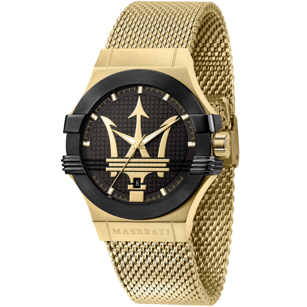 Maserati Potenza R8853108006 Gold Matte Black Dial Mesh Men's Watch