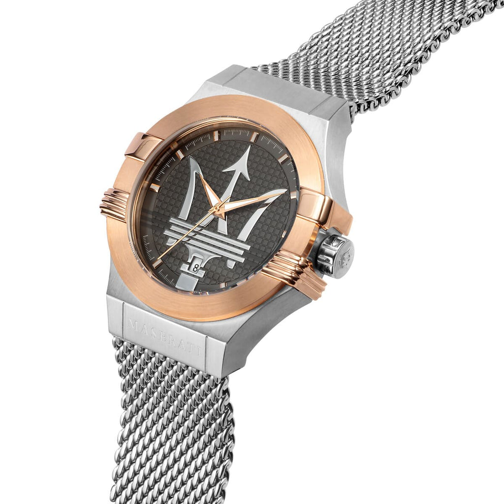 Maserati Potenza R8853108007 Two-Tone Silver Rose Gold Mesh Men's Watch