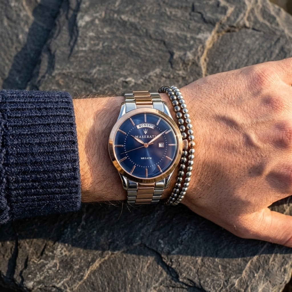 Maserati Tradizione R8853125001 Two-Tone Rose Gold Blue Dial Men's Watch