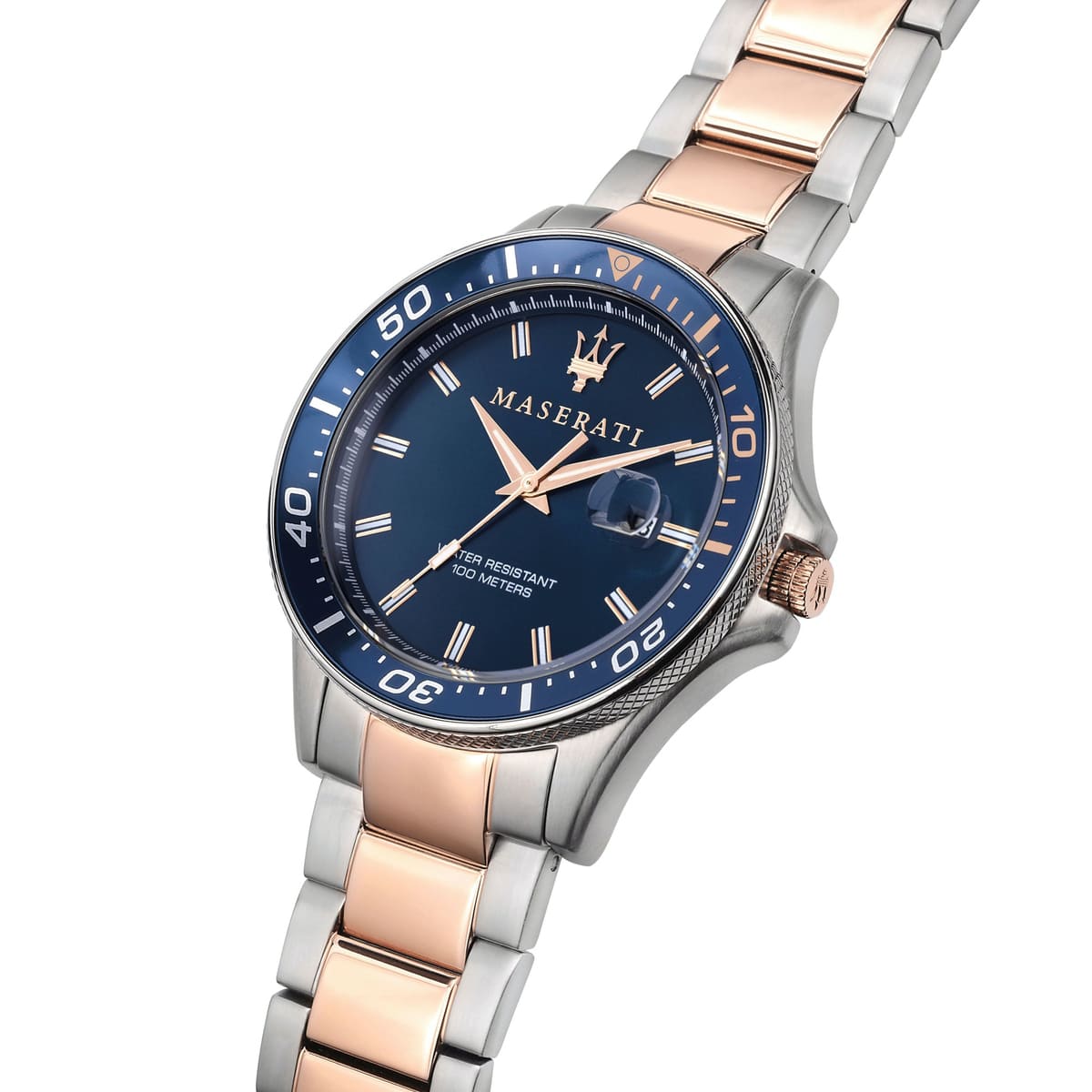 Maserati Sfida R8853140003 Two-Tone Rose Gold Blue Dial Men's Watch