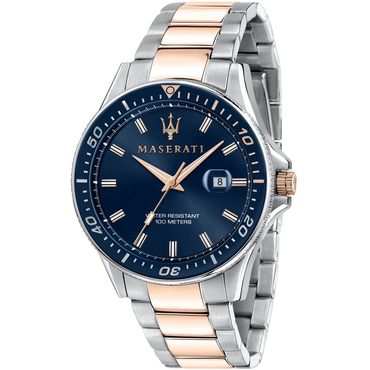 Maserati Sfida R8853140003 Two-Tone Rose Gold Blue Dial Men's Watch