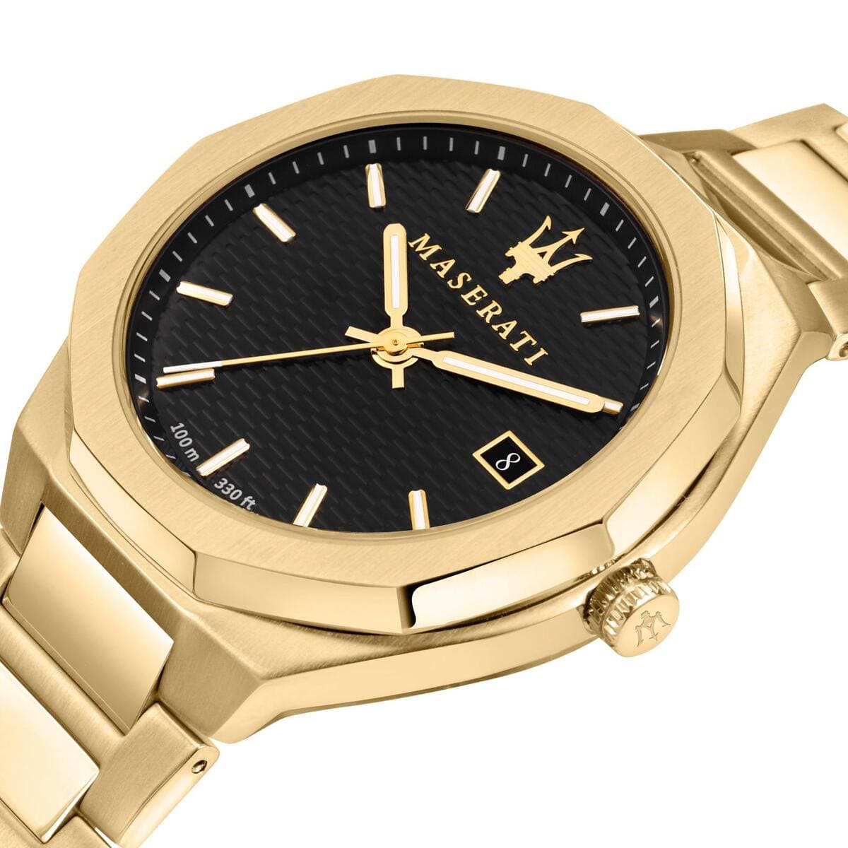 Maserati Stile R8853142004 Full Gold Black Waffle Dial Men's Watch