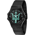 Maserati Potenza R8853144002 Black Case Tiffany Blue Trident Mesh Men's Watch