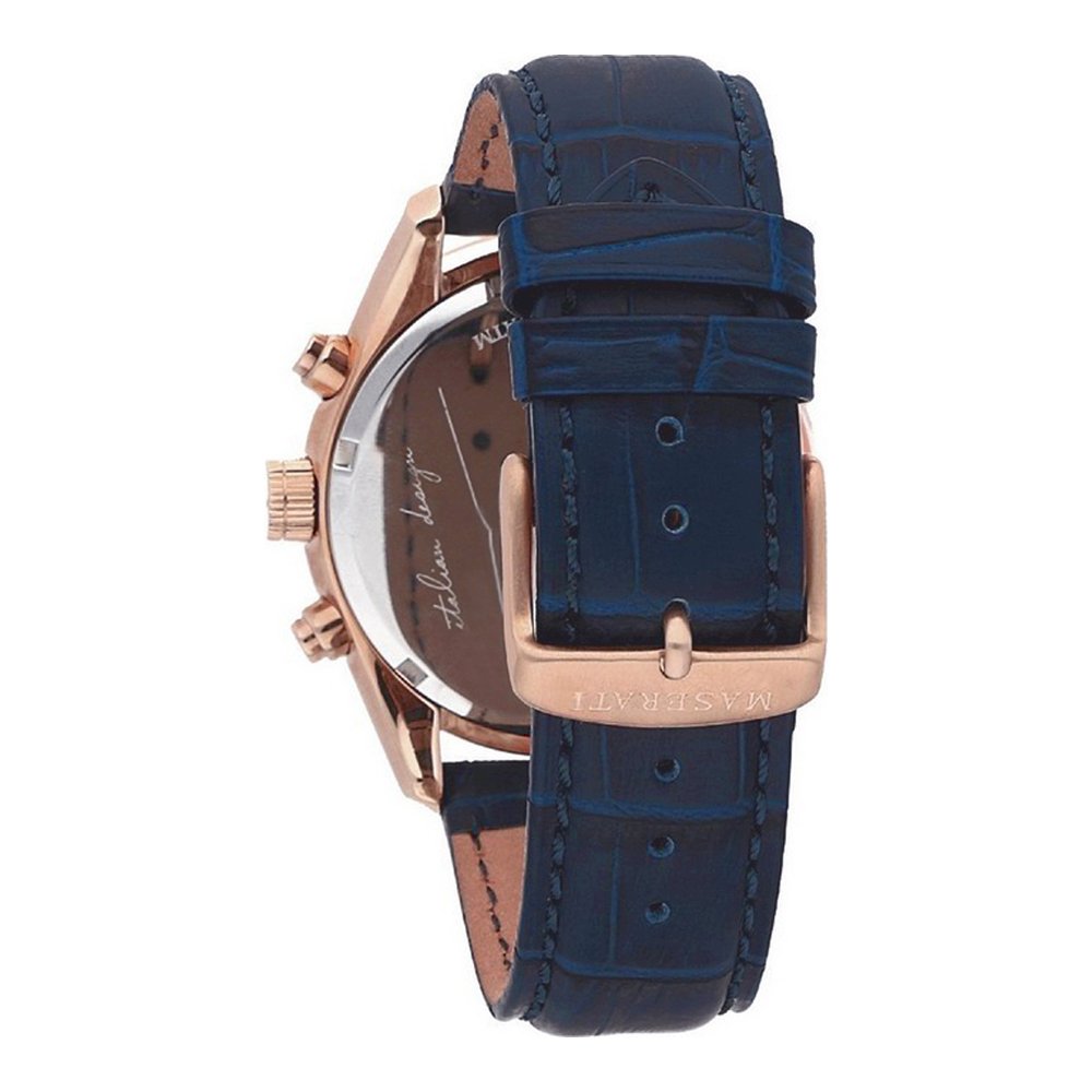 Maserati Traguardo R8871612015 Rose Gold Blue Leather Men's Watch