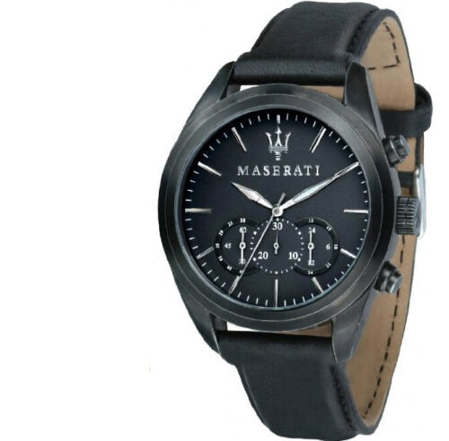 Maserati Traguardo R8871612019 All Black Leather Men's Watch