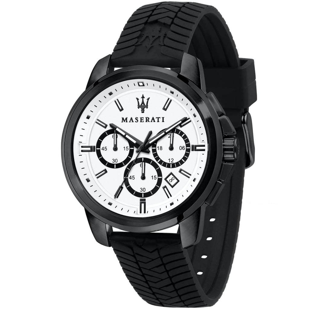 Maserati Successo R8871621010 Black Case White Dial Rubber Men's Watch