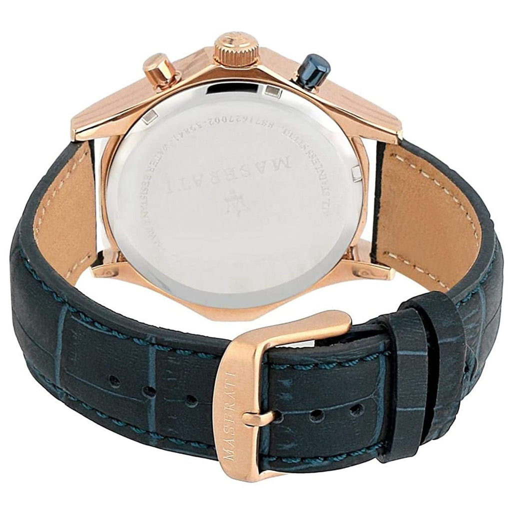 Maserati Circuito R8871627002 Rose Gold Blue Dial Leather Men's Watch