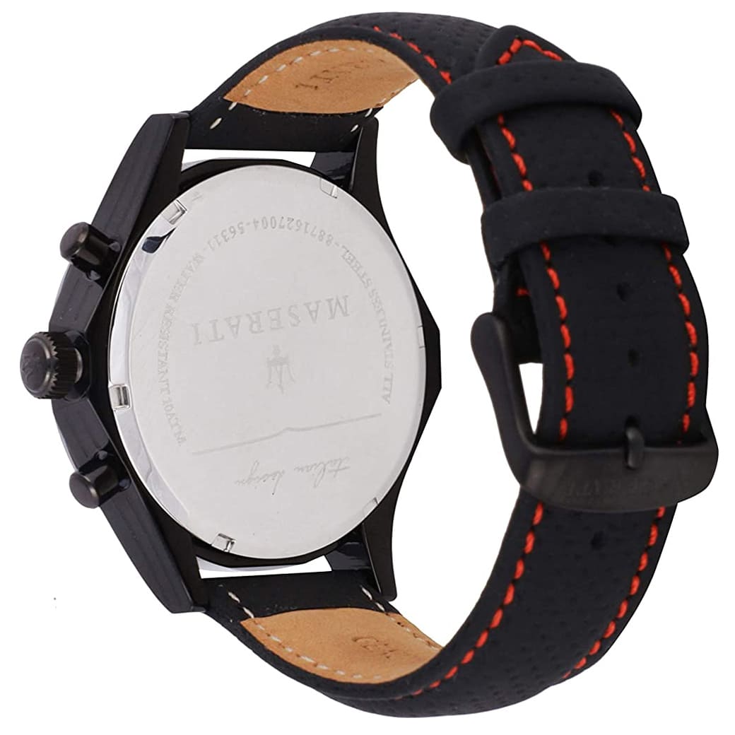 Maserati Circuito R8871627004 All Black Red Stitching Leather Men's Watch
