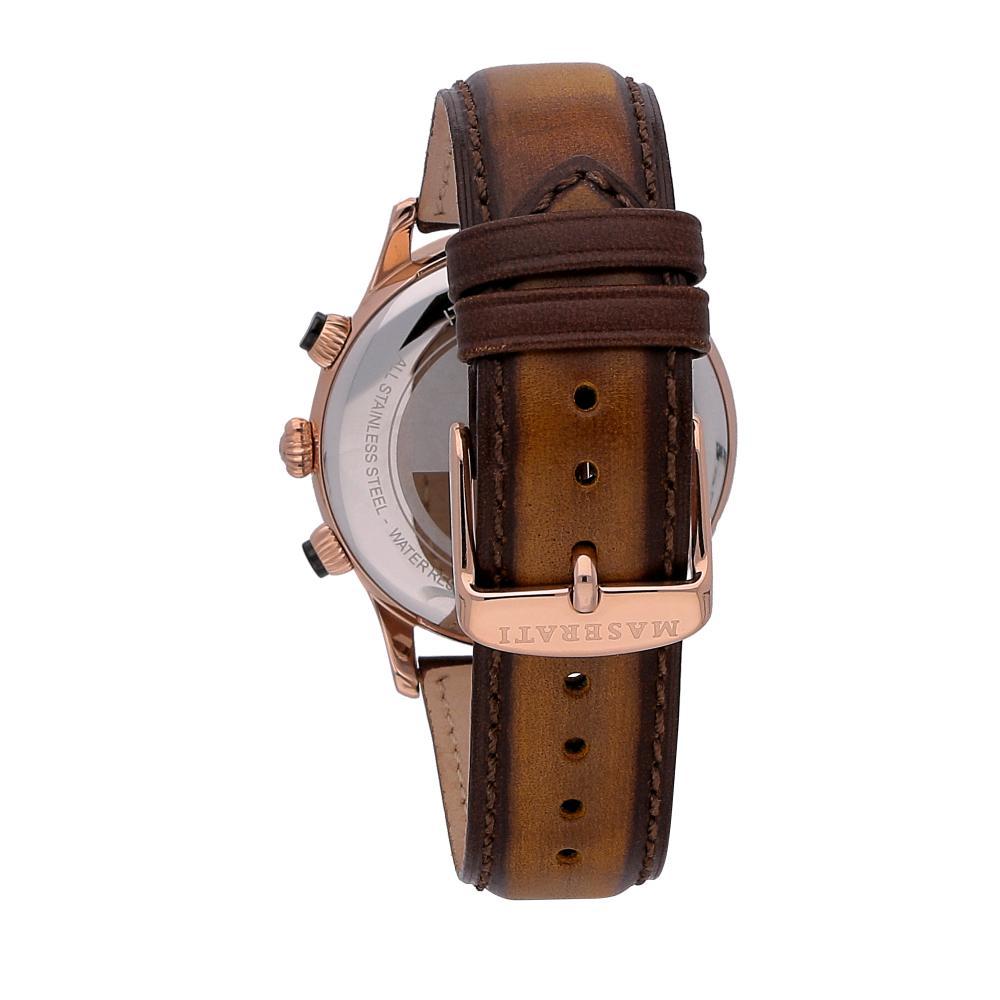 Maserati Ricordo R8871633002 Rose Gold Silver Dial Leather Men's Watch