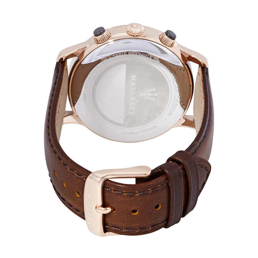 Maserati Ricordo R8871633002 Rose Gold Silver Dial Leather Men's Watch
