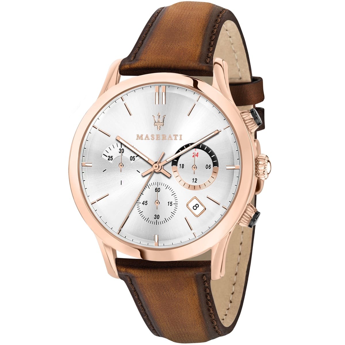 Maserati Ricordo R8871633002 Rose Gold Silver Dial Leather Men's Watch