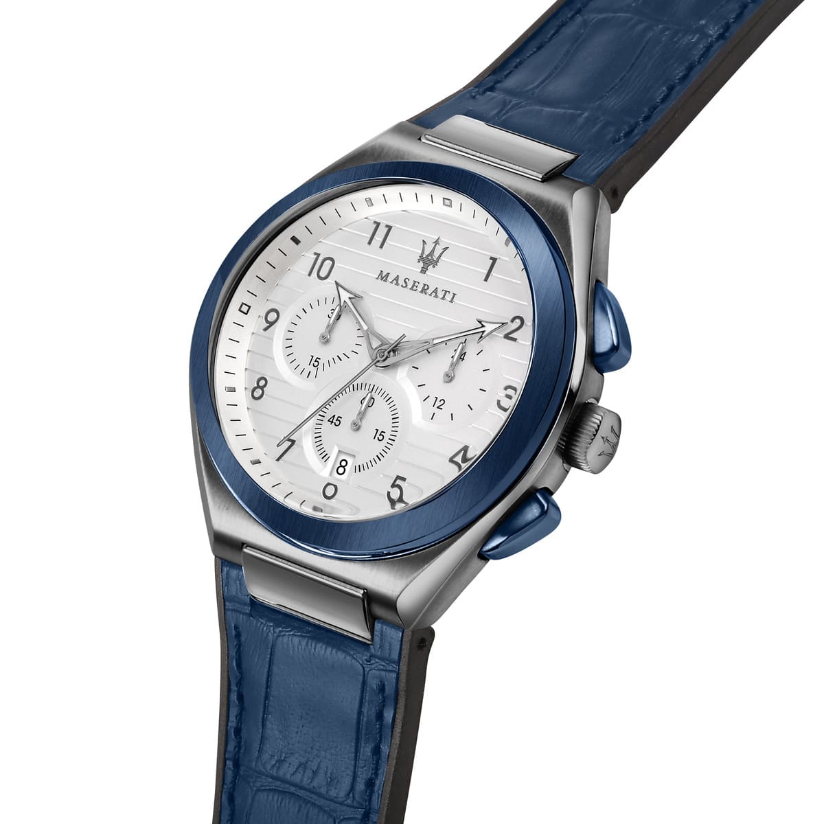 Maserati Triconic R8871639001 Grey & Blue White Dial Rubber Men's Watch