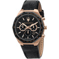 Maserati Stile Chronograph R8871642001 Rose Gold Black Dial Leather Men's Watch