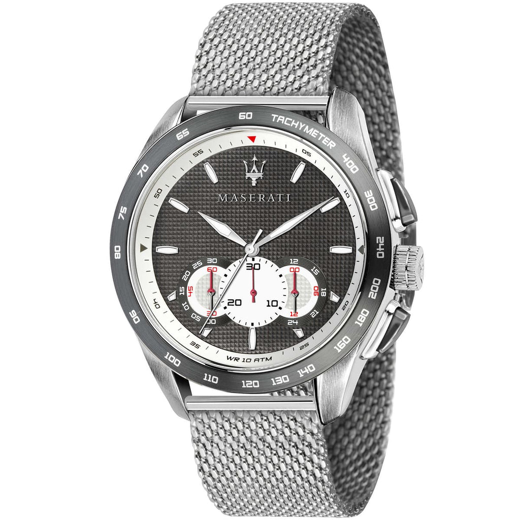 Maserati Traguardo R8873612008 Silver Mesh Gray Racing Dial Men's Watch