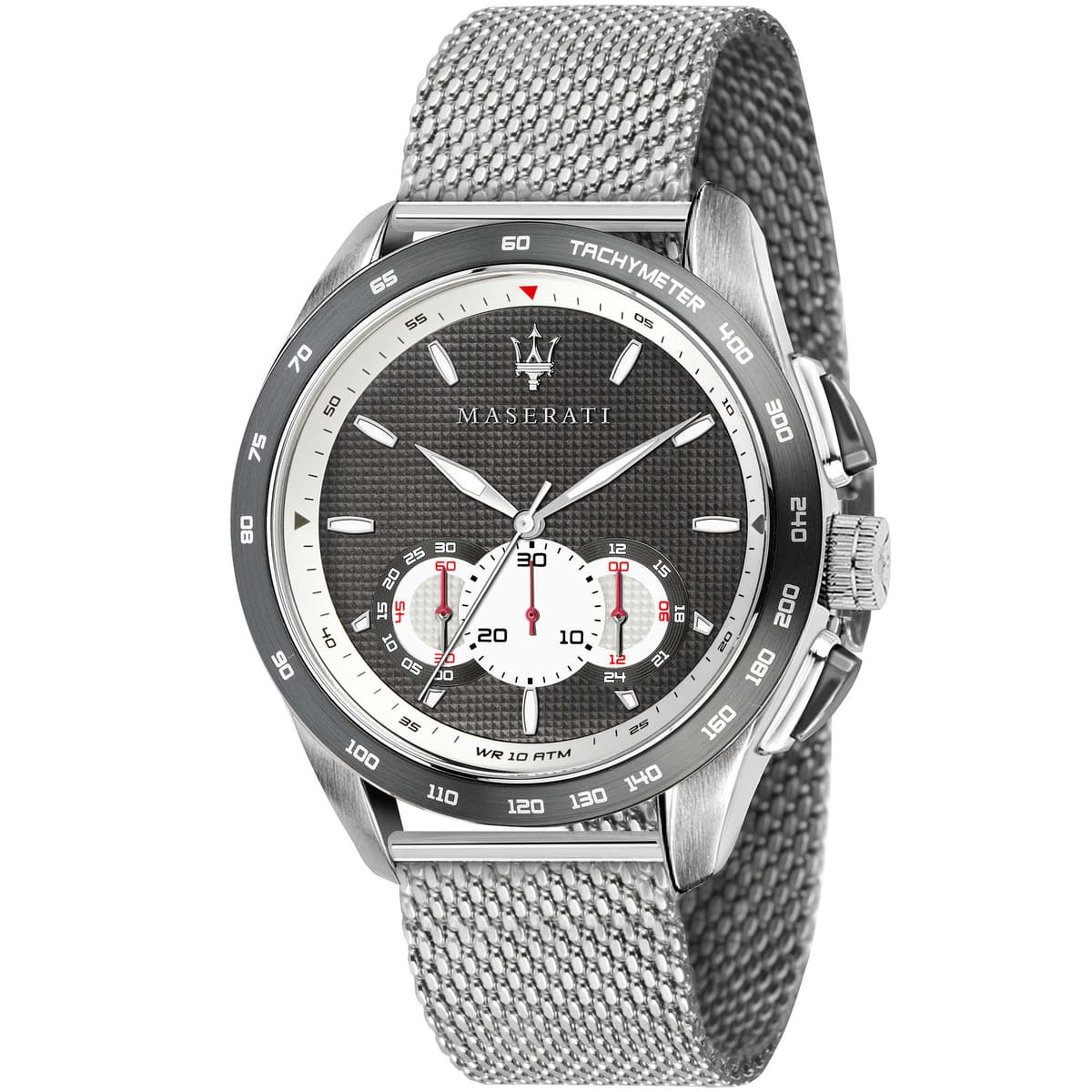 Maserati Traguardo R8873612008 Silver Mesh Gray Racing Dial Men's Watch