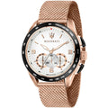 Maserati Traguardo R8873612011 Rose Gold Mesh White Racing Dial Men's Watch