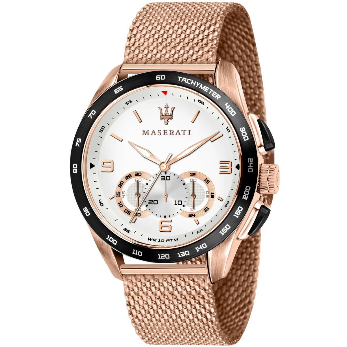 Maserati Traguardo R8873612011 Rose Gold Mesh White Racing Dial Men's Watch