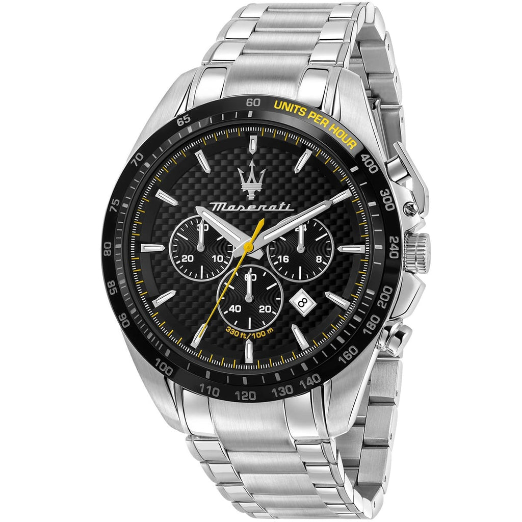 Maserati Traguardo R8873612042 Silver-Tone Black Carbon Dial Men's Watch