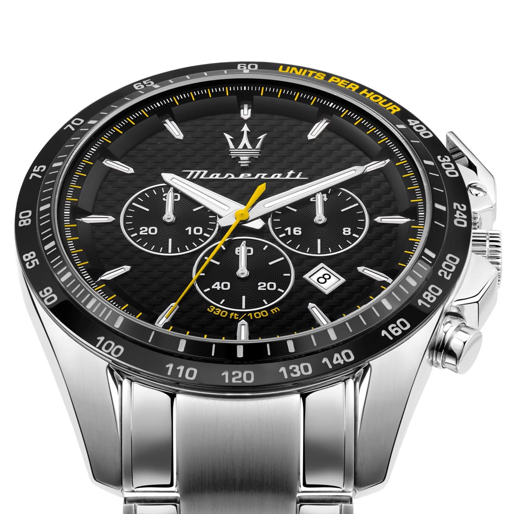 Maserati Traguardo R8873612042 Silver-Tone Black Carbon Dial Men's Watch