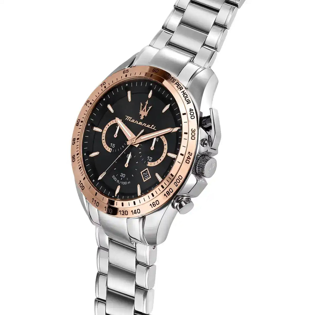 Maserati Traguardo R8873612047 Silver & Rose Gold Black Dial Men's Watch