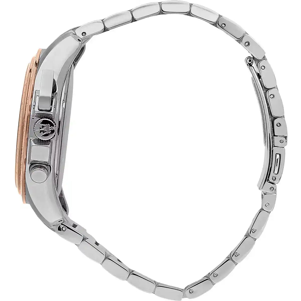 Maserati Traguardo R8873612047 Silver & Rose Gold Black Dial Men's Watch