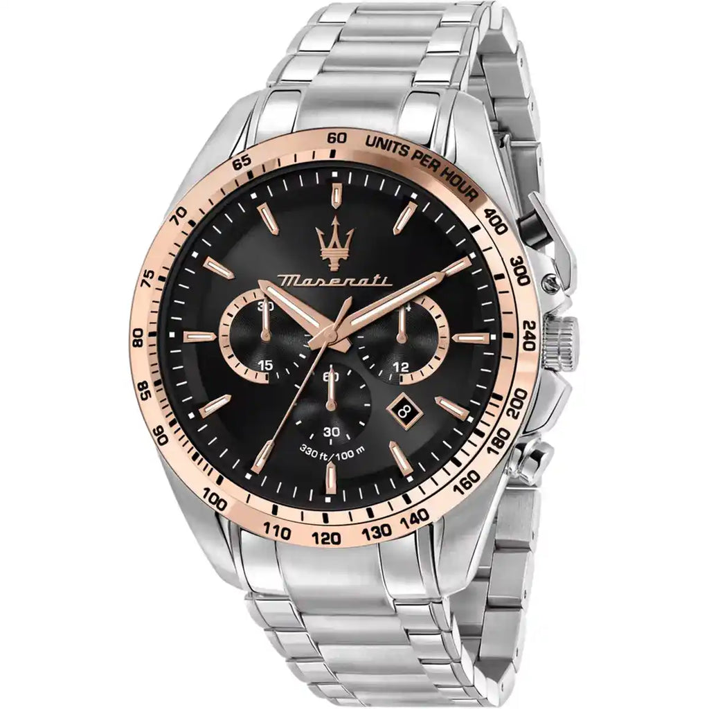 Maserati Traguardo R8873612047 Silver & Rose Gold Black Dial Men's Watch